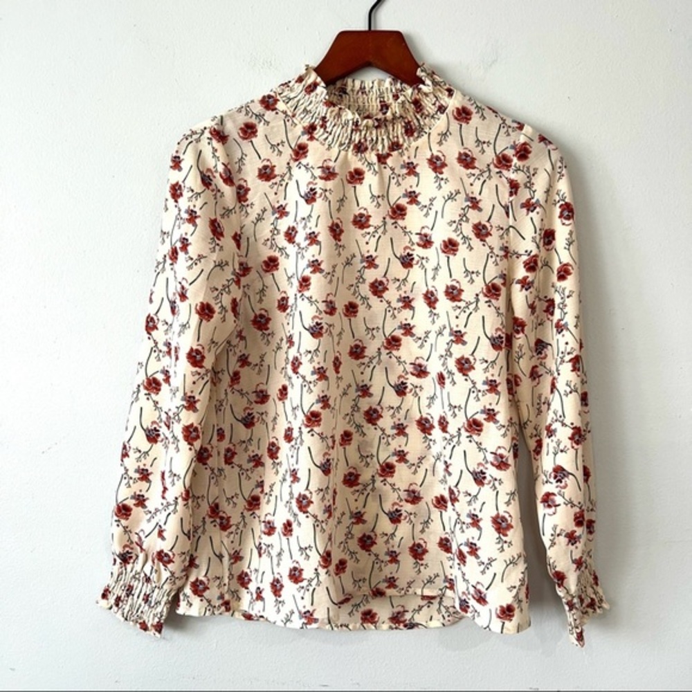 Hayden Womens Retro Floral Chiffon Blouse Size Small